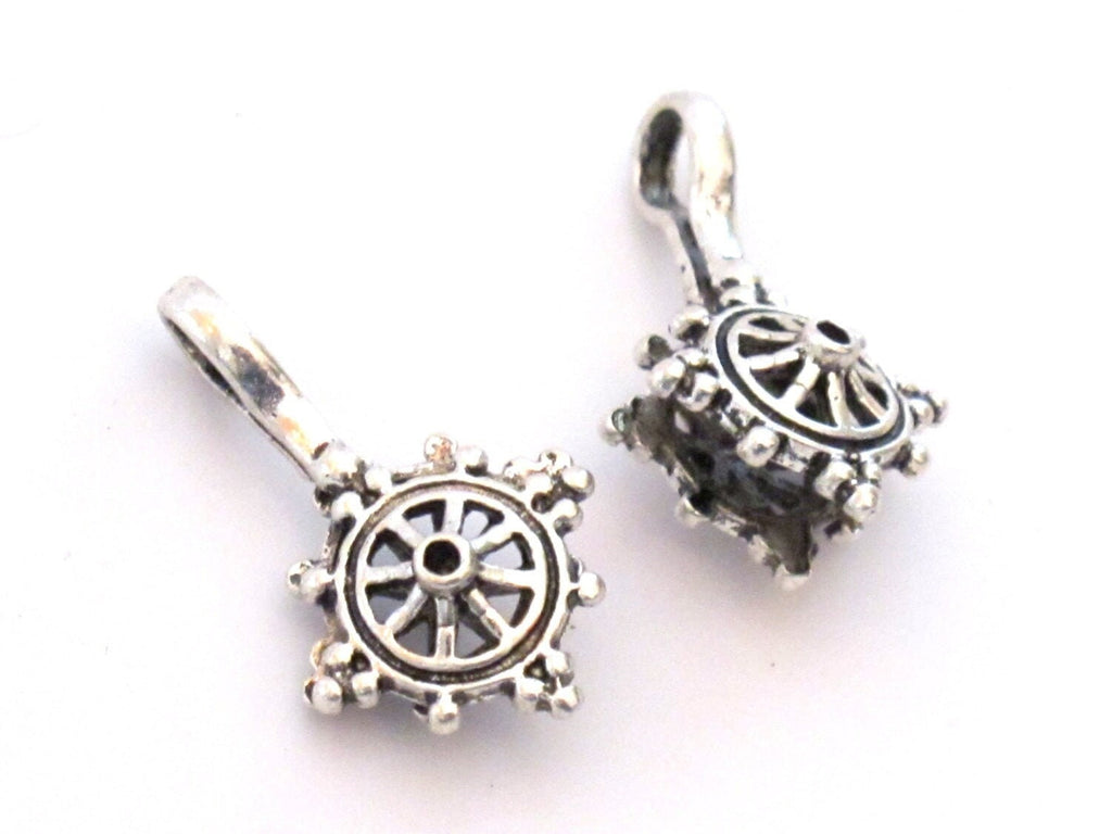 1 counter - Silver plated Dharma wheel symbol Tibetan mala counter - BD611
