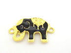 1 Piece - Black enamel inlaid Elephant connector bracelet supply - BD665