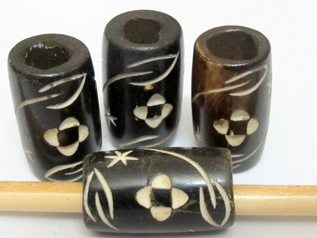 1 Piece - Large wide size carved floral design recycled cattle bone bead jewelry supply tribal boho designs beads from Nepal - BD264