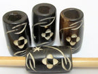 1 Piece - Large wide size carved floral design recycled cattle bone bead jewelry supply tribal boho designs beads from Nepal - BD264