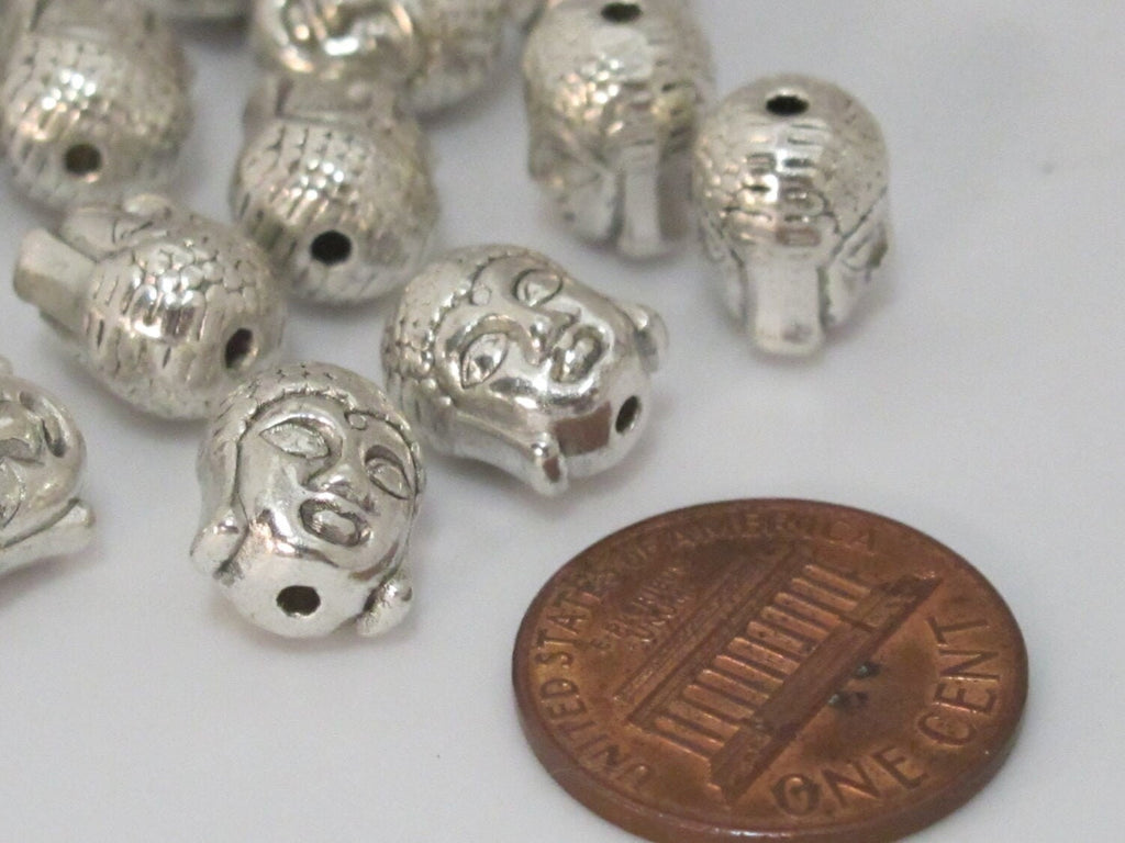 4 Beads -Beautiful reversible silver tone plated Tibetan Buddha bead - BD890