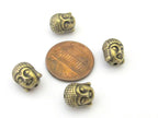 4 Beads-Reversible brass tone plated Tibetan Buddha bead - BD415A