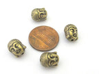 4 Beads-Reversible brass tone plated Tibetan Buddha bead - BD415A