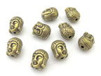4 Beads-Reversible brass tone plated Tibetan Buddha bead - BD415A