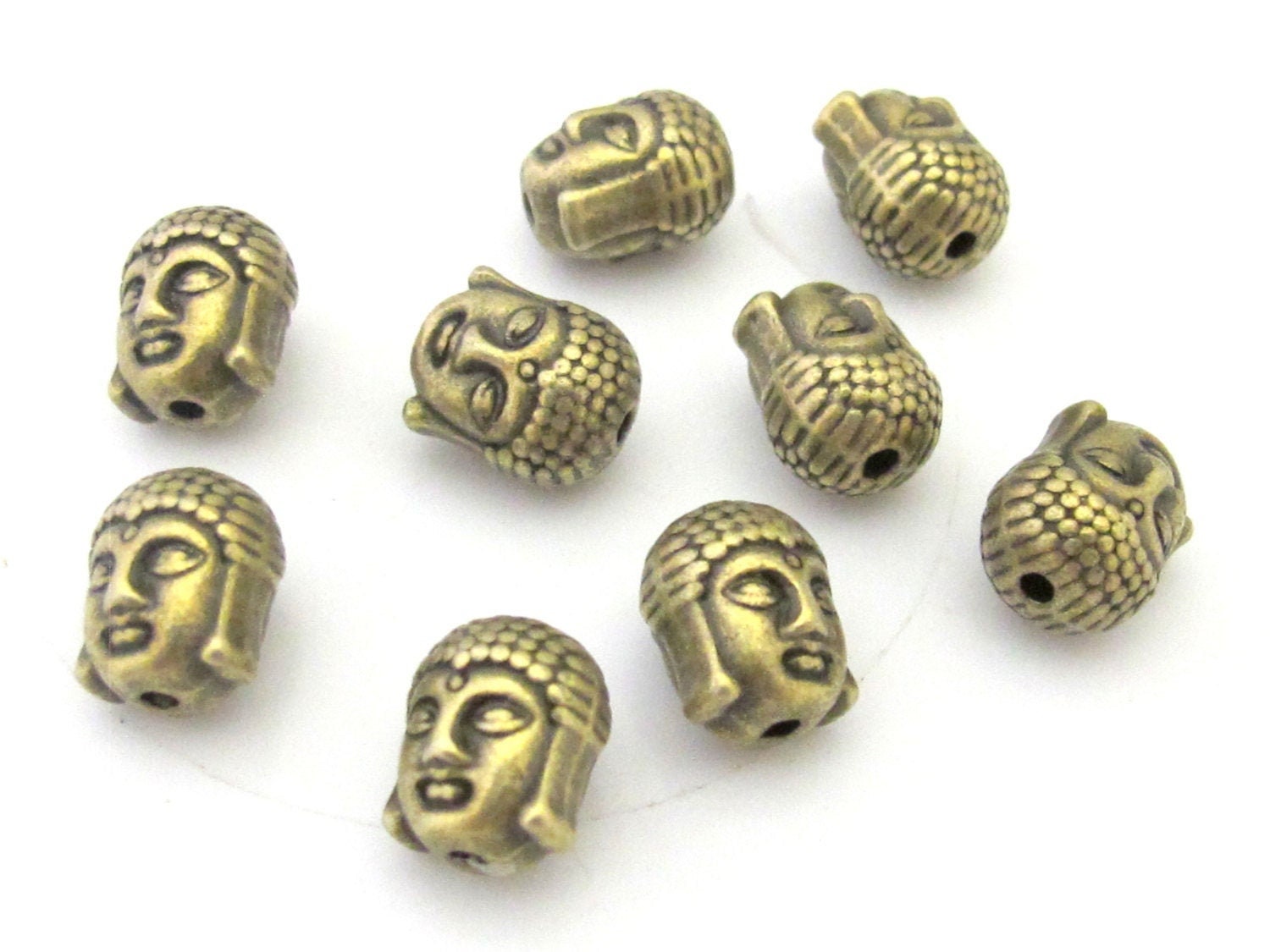 4 Beads-Reversible brass tone plated Tibetan Buddha bead - BD415A