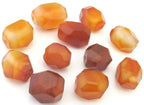 4 Beads - Faceted thick Carnelian Agate gemstone nugget beads - GM344