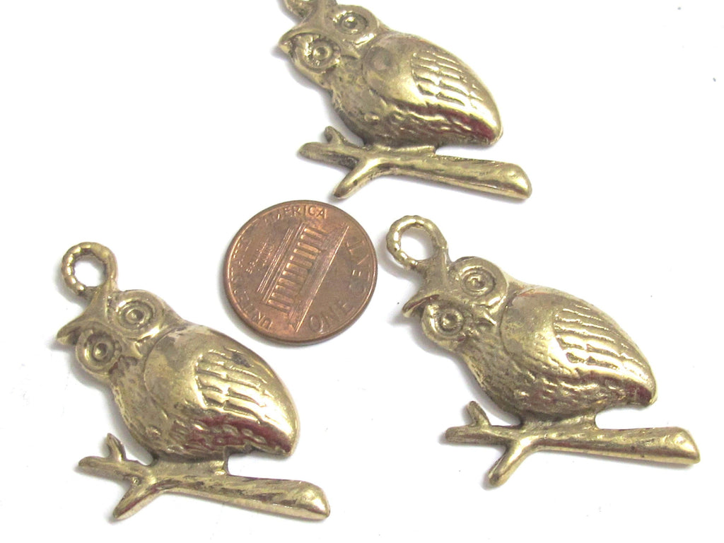 1 Pendant - Tibetan owl bird pendant solid brass owl pendant from Nepal - CP142