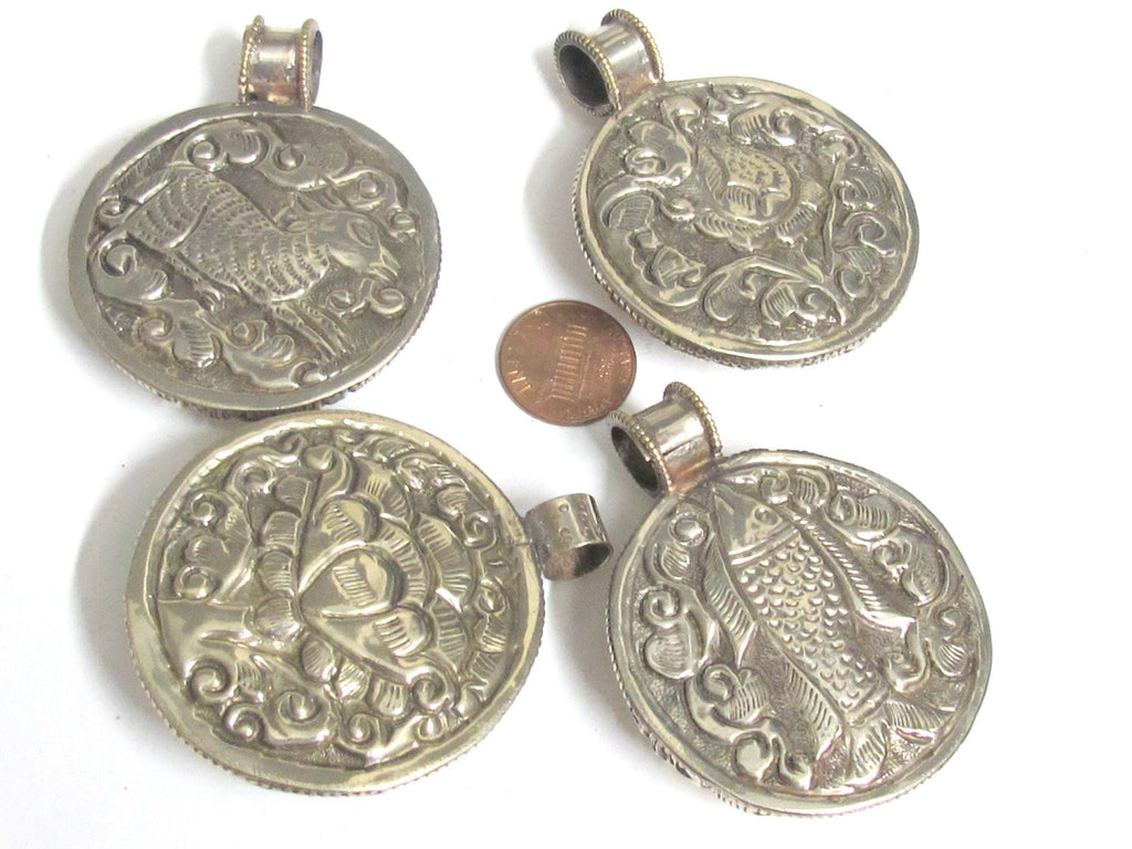 1 pendant - Tibetan Om pendant - Ethnic tribal Tibetan om naga conch shell pendants Ohm Aum om mantra Nepal pendants - PM409MA
