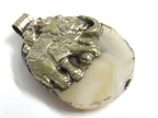 OOAK Tibetan pendant Beautiful freeform Tibetan druzy agate gemstone pendant with elephant Om reversible design Nepal pendant - PM206H