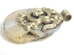 OOAK Tibetan pendant Beautiful freeform Tibetan druzy agate gemstone pendant with elephant Om reversible design Nepal pendant - PM206H