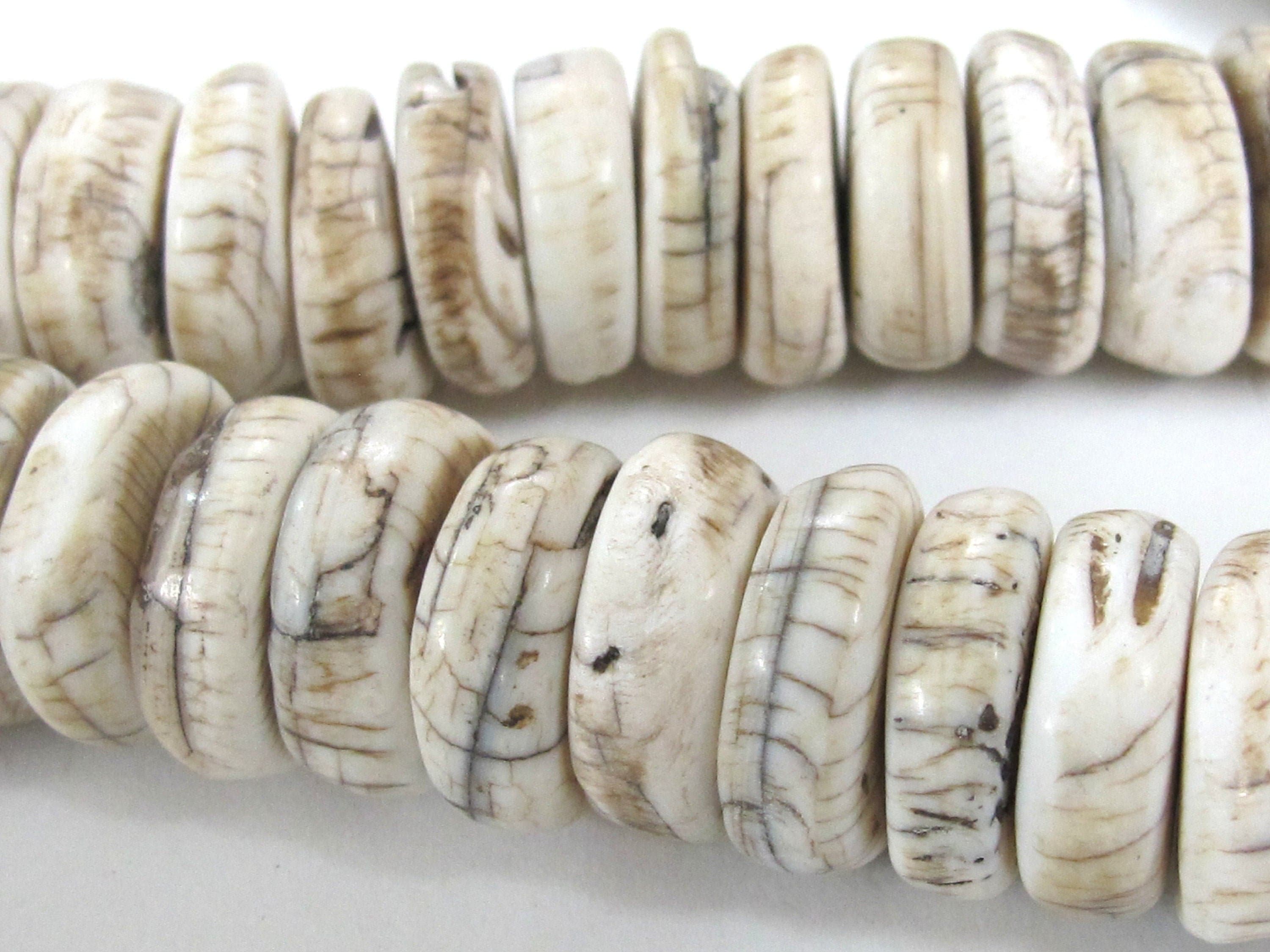 10 Beads - Ethnic Naga natural conch shell flat disc beads 17 - 19 mm size - CH053E