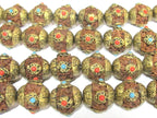 4 Beads - Large size Nepal Rudraksha beads with tibetan brass cap infinity knot design on beads mala making spacer supply - NB157