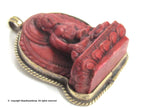 Meditating red Buddha Tibetan pendant from Nepal -- PS003D