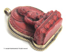 Meditating red Buddha Tibetan pendant from Nepal -- PS003D
