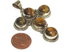 1 pendant - Tibetan antiqued silver tone finish tigers eye inlaid gemstone cross pendant Nepal - PM212D