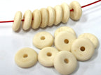 10 Beads - 12 mm - 13 mm cream color flat disc recycled cattle bone beads mala making - ML085B