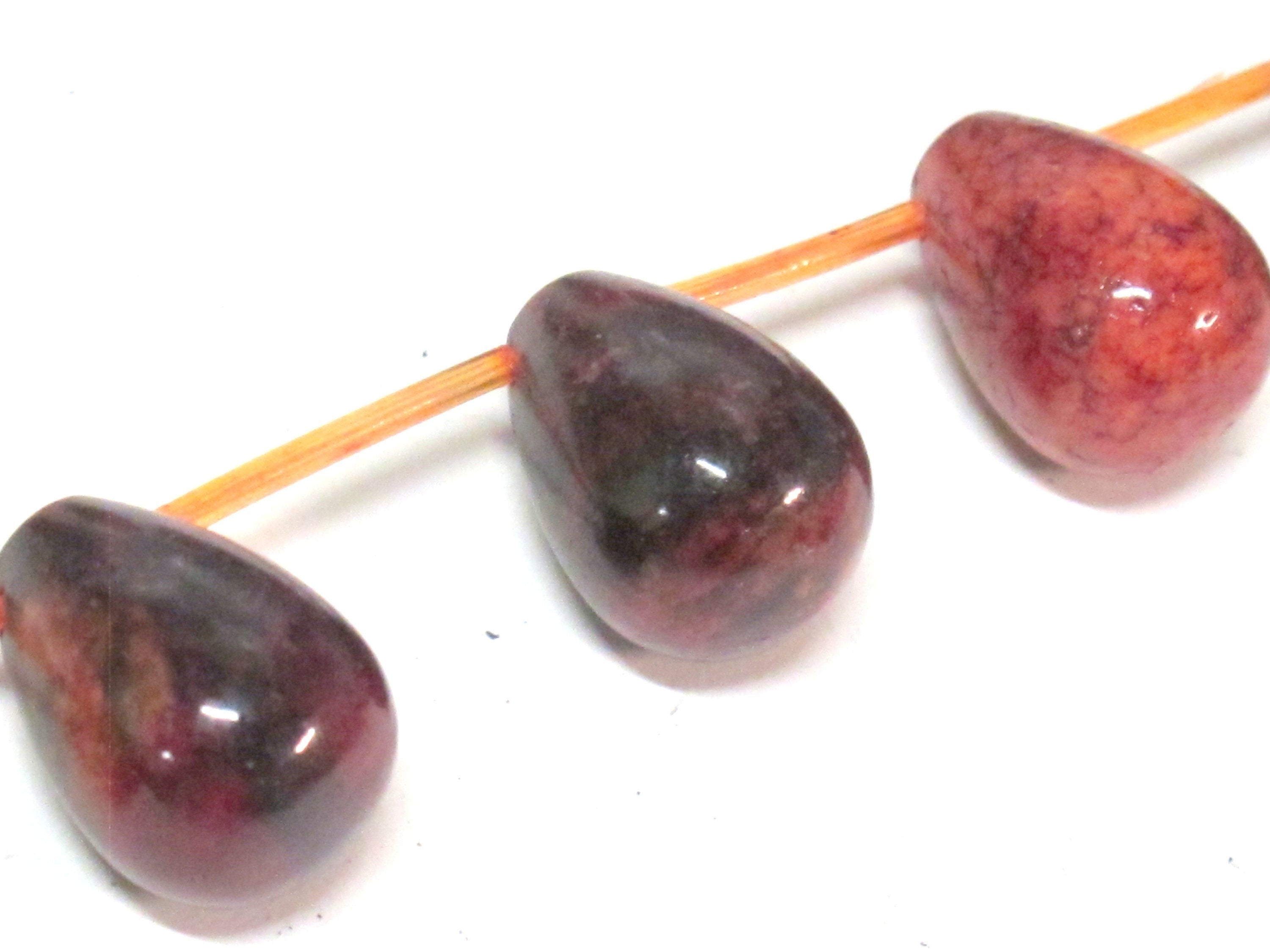4 Beads-Drop shape reddish maroon black azurite chrysocolla drop gemstone beads - GM047K