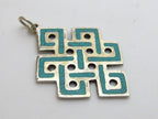 1 PENDANT - Tibetan Turquoise Inlaid endless knot pendant from Nepal - CP020A