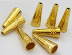 8 BEADS - Floral design gold color plated cone beads - BD511
