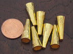 8 BEADS - Floral design gold color plated cone beads - BD511