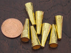 8 BEADS - Floral design gold color plated cone beads - BD511