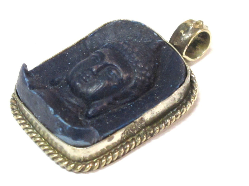 1 pendant - Tibetan blue color Buddha face pendant from Nepal - PS001D copyright Nepalbeadshop