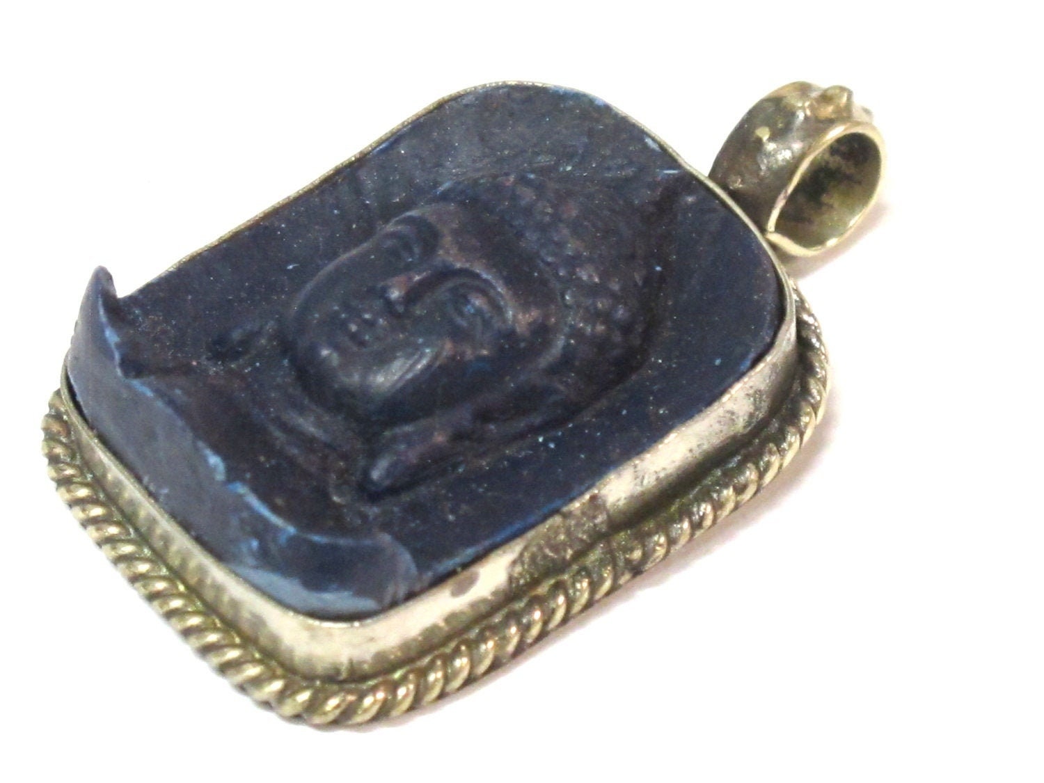 1 pendant - Tibetan blue color Buddha face pendant from Nepal - PS001D copyright Nepalbeadshop