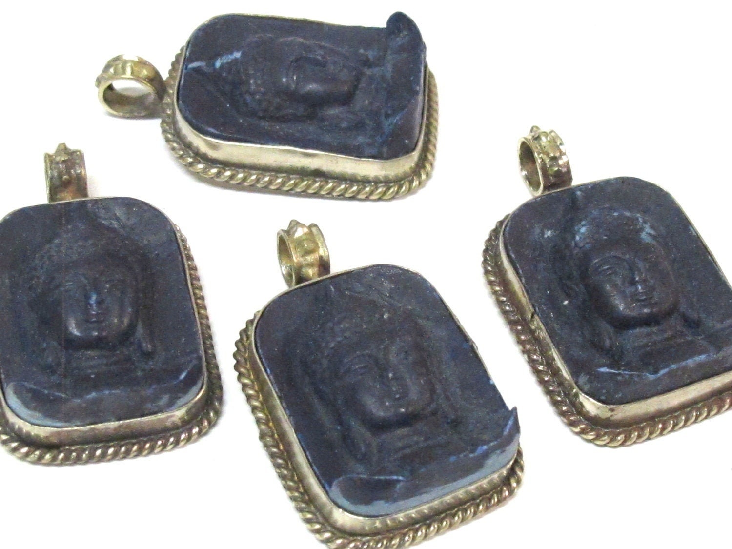 1 pendant - Tibetan blue color Buddha face pendant from Nepal - PS001D copyright Nepalbeadshop
