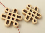 2 beads - Tibetan knot symbol magnesite beads - cream white color - GM157