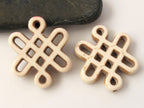 2 beads - Tibetan knot symbol magnesite beads - cream white color - GM157