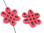 2 beads - Tibetan infinity knot symbol magnesite beads - Pink color - GM155B