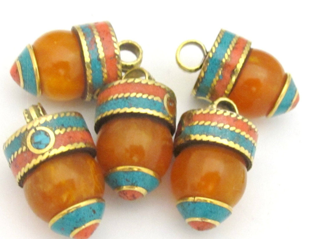 1 Pendant - Tibetan copal resin bullet shape pendant - PM318