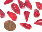 5 BEADS - Red color bamboo coral spike triangle nugget pendant beads - GM433