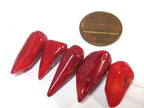5 BEADS - Red color bamboo coral spike triangle nugget pendant beads - GM433