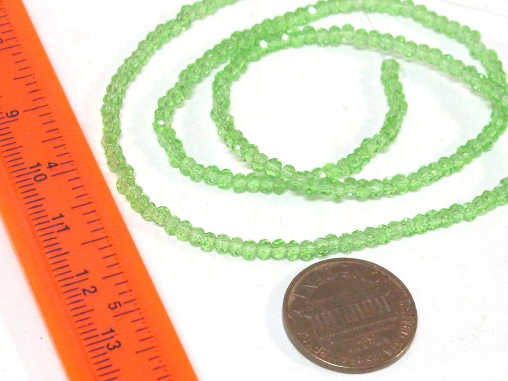 1 strand 15 inches long - Sparkly nice shine 3 mm size Faceted rondelle shape green color crystal glass beads - AB062