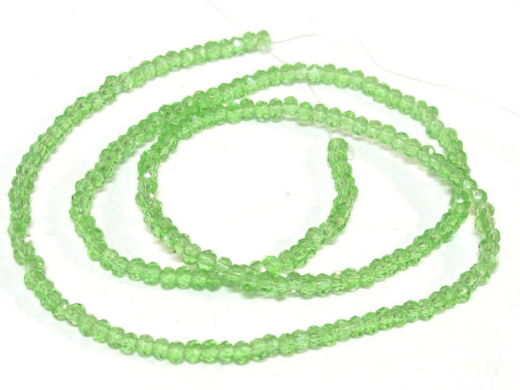 1 strand 15 inches long - Sparkly nice shine 3 mm size Faceted rondelle shape green color crystal glass beads - AB062