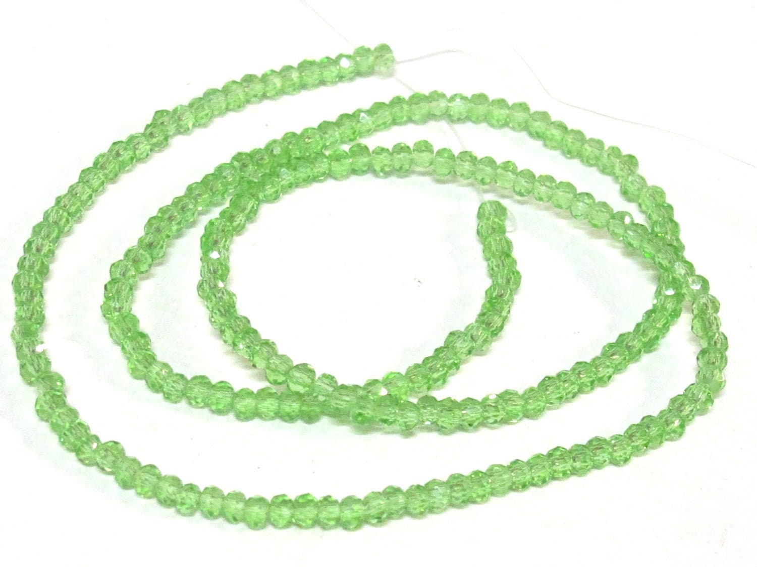 1 strand 15 inches long - Sparkly nice shine 3 mm size Faceted rondelle shape green color crystal glass beads - AB062