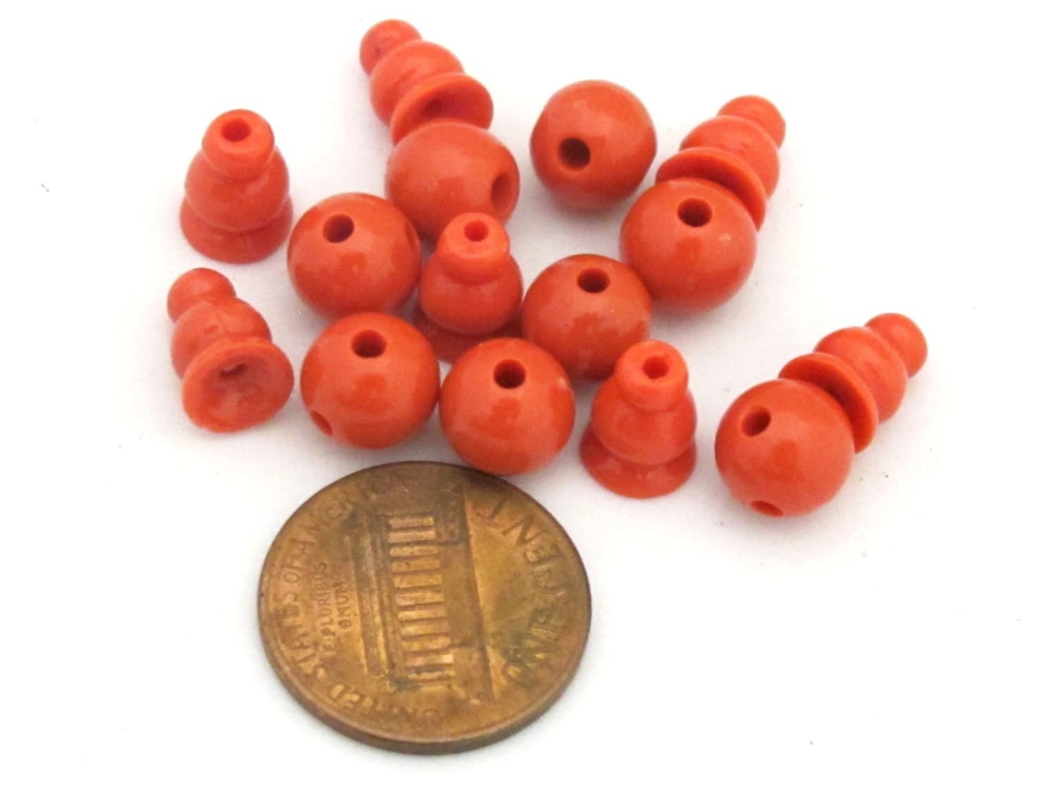 3 sets - 3 hole reddish orange resin Guru Bead 8 mm size and column bead - GB014