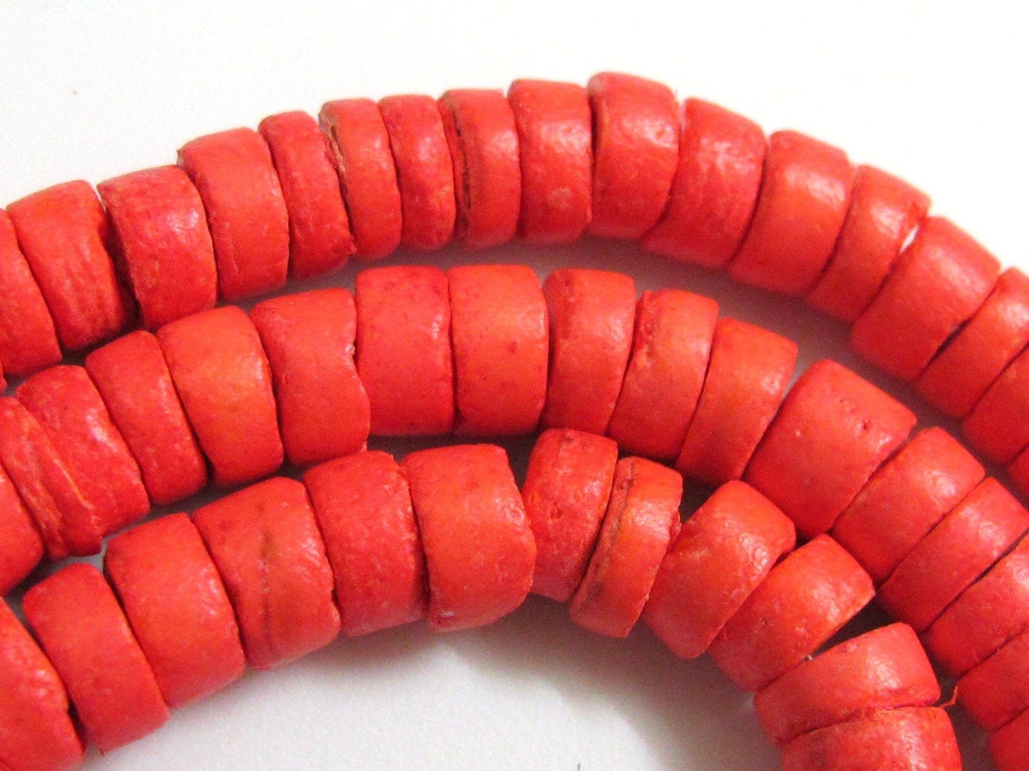 Full Strand-Natural coconut beads long strand 22 inches - orange - NB044 - 150 plus beads