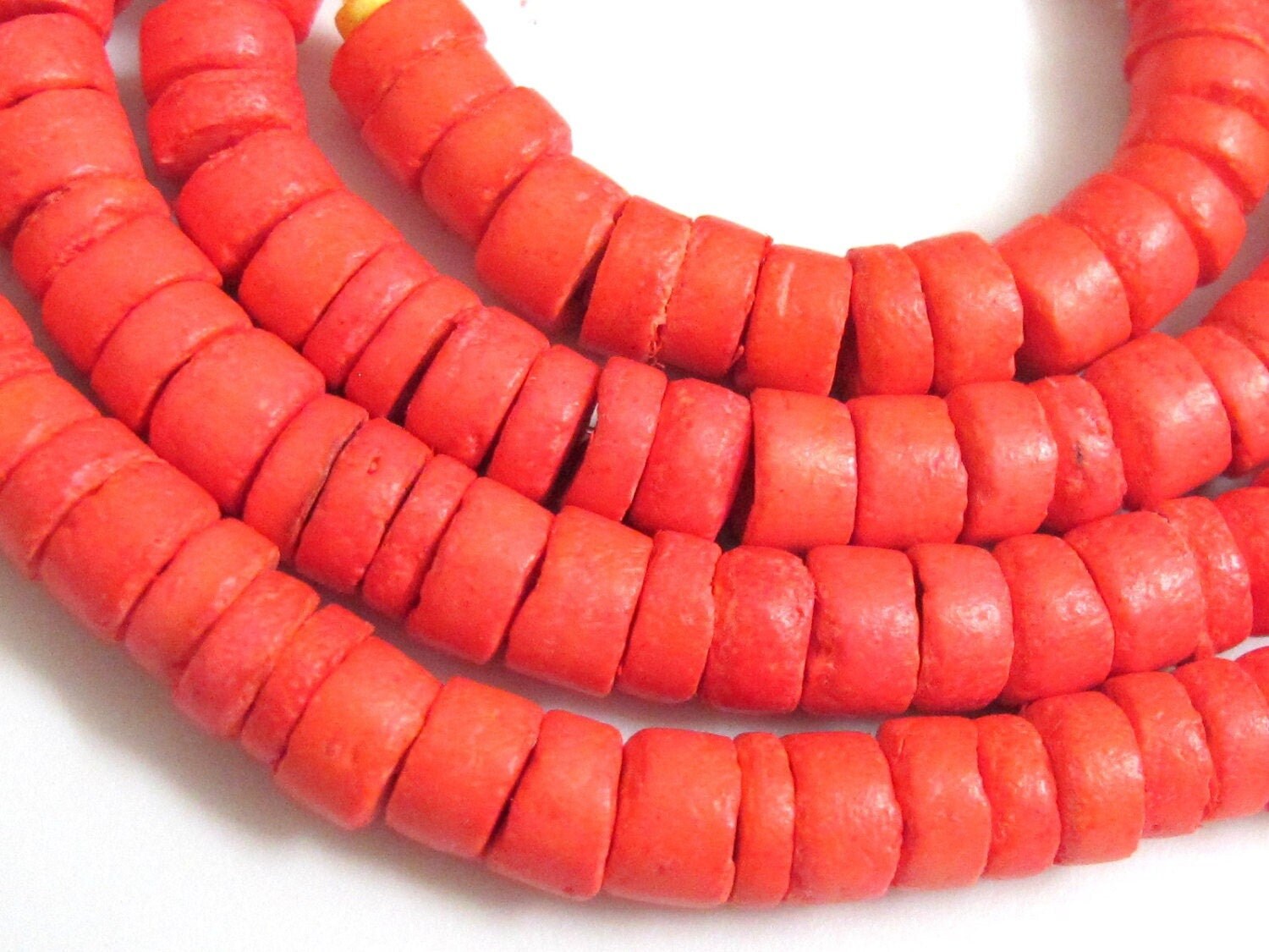 Full Strand-Natural coconut beads long strand 22 inches - orange - NB044 - 150 plus beads
