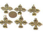 1 Pendant - Ethnic small medium size Tibetan Dorje solid brass pendant from Nepal - CP136