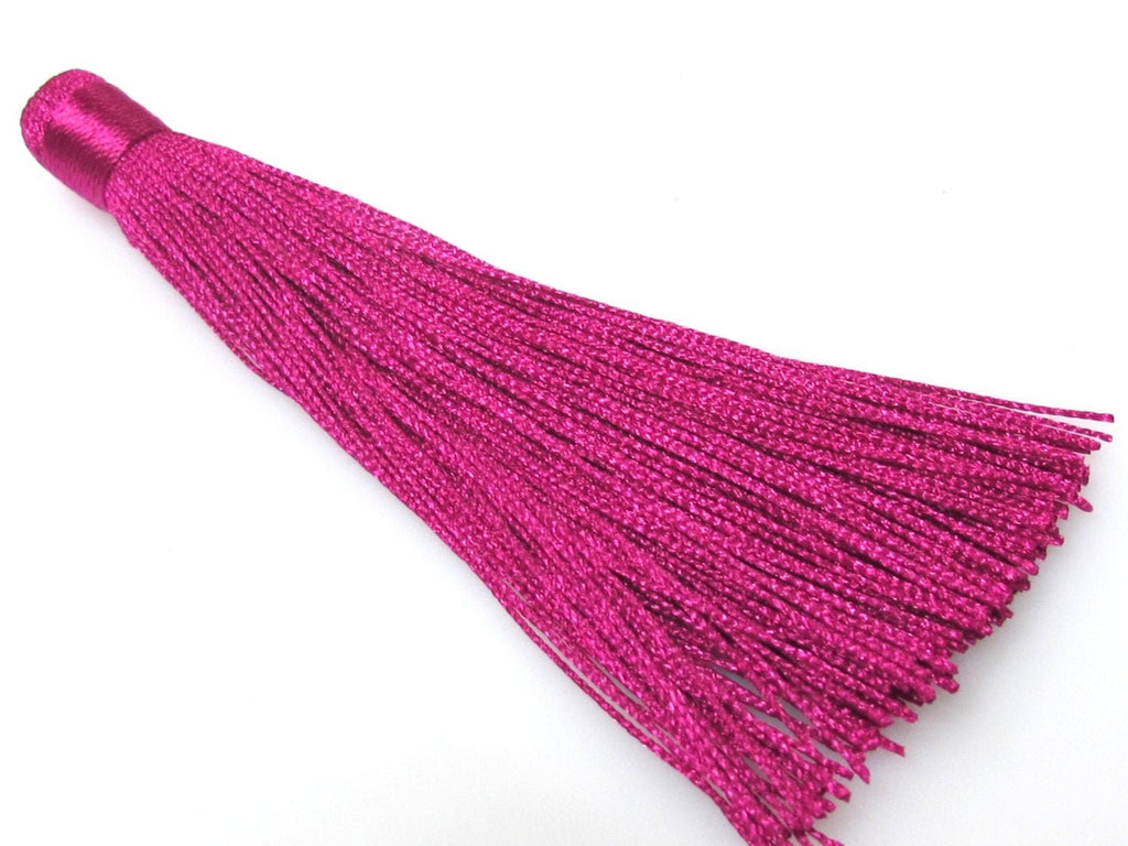 1 Piece - Long magenta fuschia color tassel charm supplies - 120 mm long - BD874B