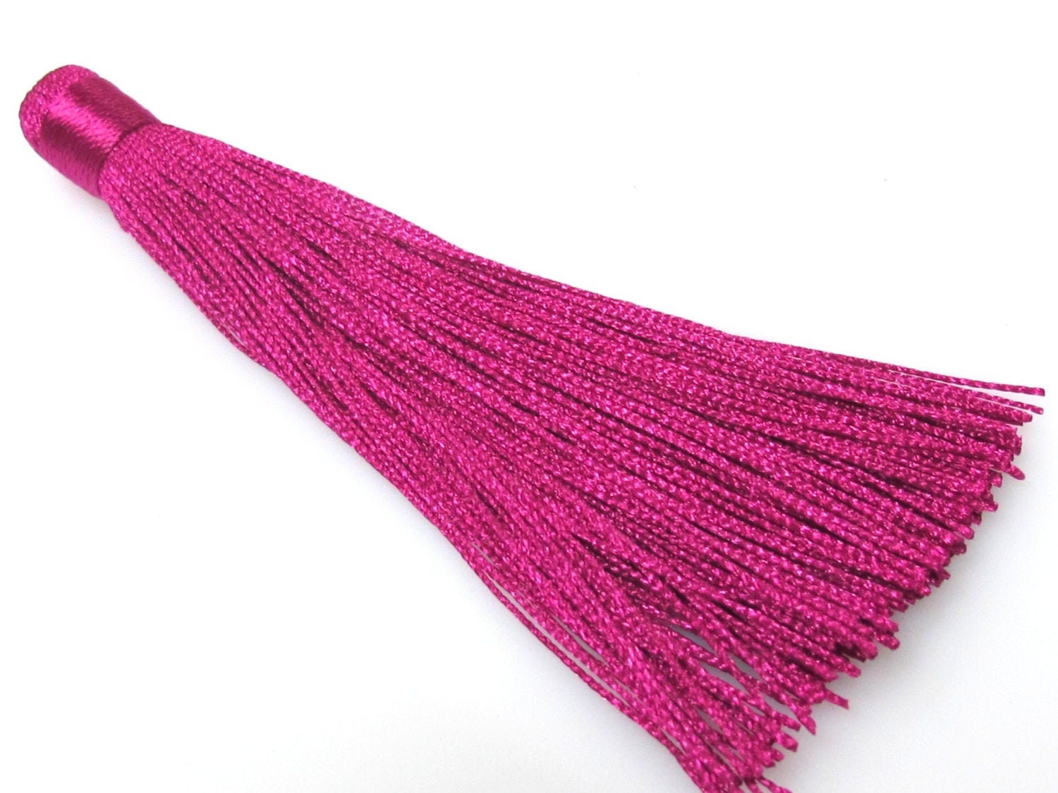 1 Piece - Long magenta fuschia color tassel charm supplies - 120 mm long - BD874B