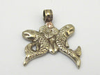 1 pendant - Antiqued silver finish Two golden fish auspicious Buddhist symbol charm Tibetan pendant - PM286C