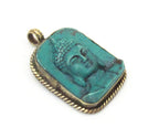 Tibetan green color Buddha face pendant from Nepal - ethnic tibetan nepal buddha jewelry supply pendants - PS001C - copyright Nepalbeadshop
