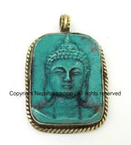 Tibetan green color Buddha face pendant from Nepal - ethnic tibetan nepal buddha jewelry supply pendants - PS001C - copyright Nepalbeadshop