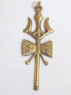 Long Tibetan brass Shiva Trident pendant - CP006 custom design copyright Nepalbeadshop