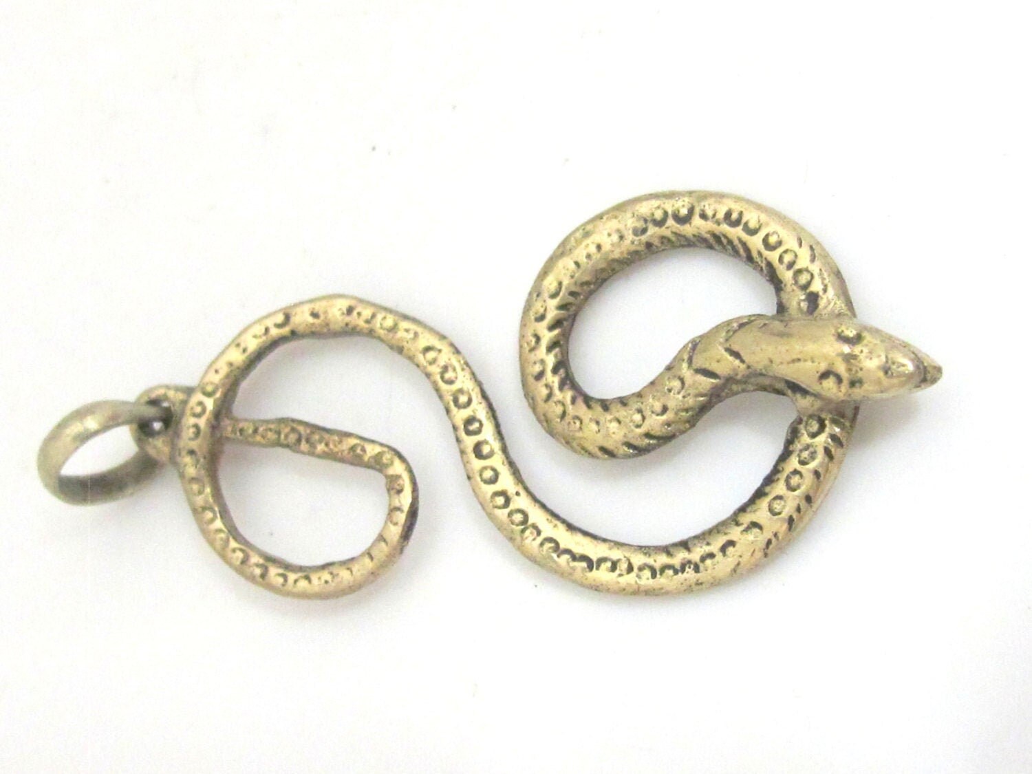 Light weight tibetan silver plated figure of 8 coiled Snake pendant - PM356