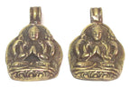 Tibetan solid Brass Chenrezig Buddha Avalokiteshvara pendant with reverse floral carving from Nepal - PM464B