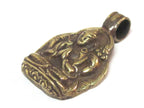 Tibetan solid Brass Chenrezig Buddha Avalokiteshvara pendant with reverse floral carving from Nepal - PM464B